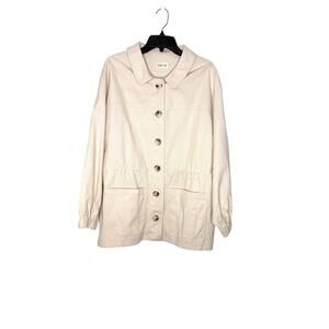 Harley Jae Soller Jacket Sz L/XL Ecru Cinched Waist Front Pockets Barn Style EUC